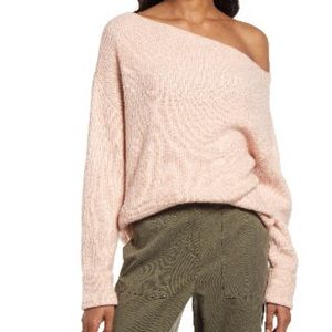 Treasure & Bond Light Pink Off the Shoulder Sweater Medium